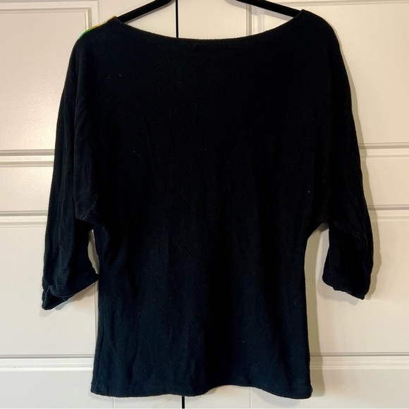 Striped Serape Knit Top Colorful Accent‎ 3/4 Sleeve Boat Neck Pullover - Picture 5 of 8